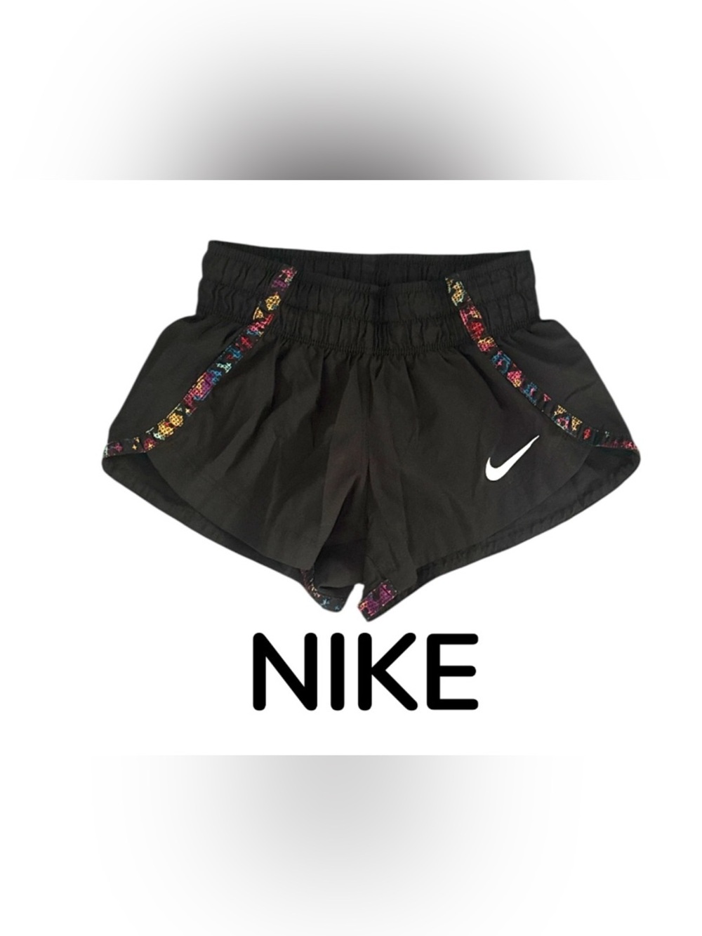 Authentic Nike Dri-Fit girls lined Black Shorts with Multicolor Trim sz S